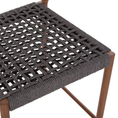 BAR STOOL MEDIUM HEIGHT EULO HM6087.01 ALUMINUM IN WALNUT-SYNTHETIC RATTAN IN GREY 60x60x99Hcm.