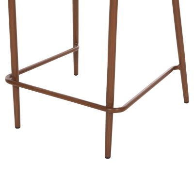 BAR STOOL MEDIUM HEIGHT EULO HM6087.01 ALUMINUM IN WALNUT-SYNTHETIC RATTAN IN GREY 60x60x99Hcm.