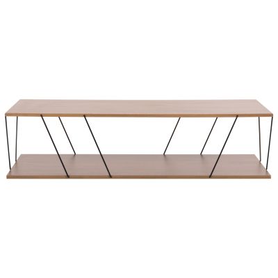 COFFEE TABLE TARS HM8927.12 WALNUT MELAMINE-BLACK METAL RODS 120Χ50Χ30Hcm.