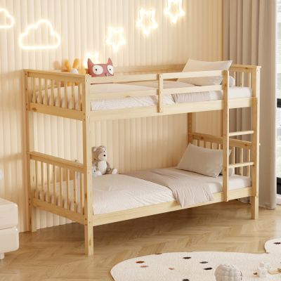 BUNK BED FOR CHILDREN LANTAI HM682.01 PINE WOOD IN NATURAL-MATTRESSES 190x90cm