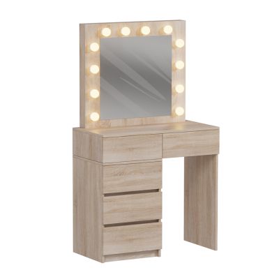 DRESSING TABLE WITH LED LIGHTS & DRAWERS BEYON HM2500.01 MELAMINE IN SONAMA 112.5x40.5x140Hcm.