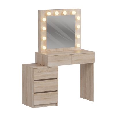 DRESSING TABLE WITH LED LIGHTS & DRAWERS BEYON HM2500.01 MELAMINE IN SONAMA 112.5x40.5x140Hcm.