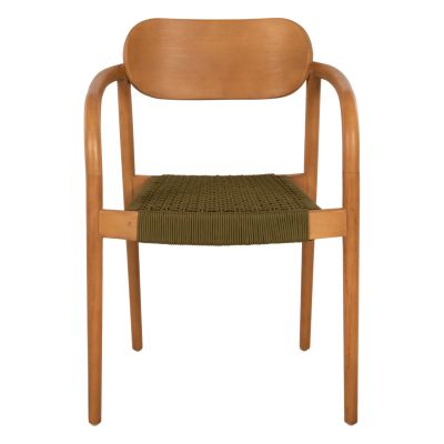 ARMCHAIR OSLO HM9636.05 TEAK WOOD IN NATURAL & GREEN ROPE 55x54x80Hcm.