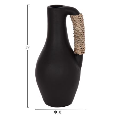 TABLE DECORATIVE VASE CAMMER HM4687.01L TERRACOTA IN BLACK--Φ18x39Hcm.