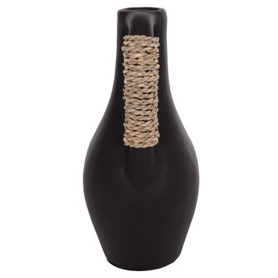 TABLE DECORATIVE VASE CAMMER HM4687.01L TERRACOTA IN BLACK--Φ18x39Hcm.