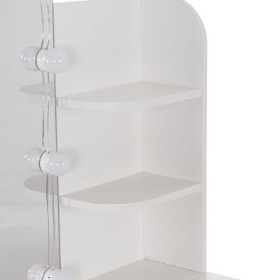 DRESSING TABLE WITH LED LIGHTS-SHELVES-DRAWERS LAURYN HM2502.03 WHITE COLOR 108x40x140Hcm.