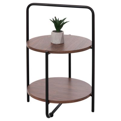 ПОМОЩНА МАСА SYLO HM9618.02 MDF В ЦВЯТ ОРЕХ-ЧЕРНА МЕТАЛНА КОНСТРУКЦИЯ Φ44x66Hcm.