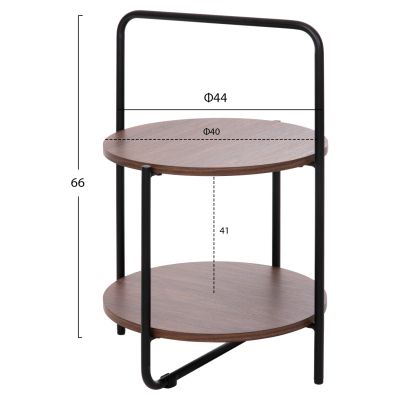 ПОМОЩНА МАСА SYLO HM9618.02 MDF В ЦВЯТ ОРЕХ-ЧЕРНА МЕТАЛНА КОНСТРУКЦИЯ Φ44x66Hcm.