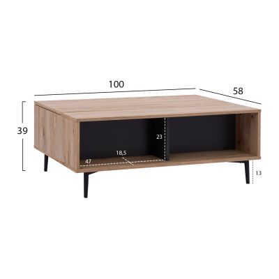 ХОЛНА МАСА MARGARIT ПОВДИГАЩА МЕЛАМИНОВА В ЦВЯТ ДЪБ-СИВ 100x58x39-53Ycm.HM8677.11