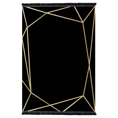 LIVING ROOM CARPET JOSIANE WITH FRINGES HM7723.30 BLACK-GOLD 180X280