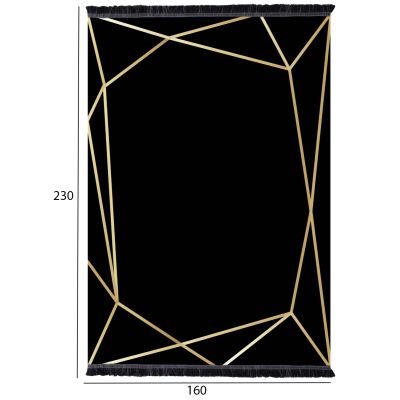 LIVING ROOM CARPET JOSIANE WITH FRINGES HM7723.30 BLACK-GOLD 180X280