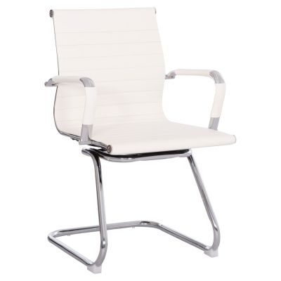 CONFERENCE CHAIR BOSS HM1023.32 WITH ARMS-WHITE PU-CHROMED METAL LEGS 54x56x87Hcm.