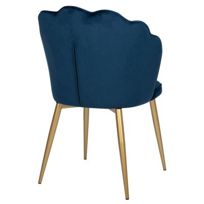 CHAIR AVIE HM8737.08 METALLIC WITH BLUE VELVET AND GOLDEN LEGS 48x48x85Ηcm.