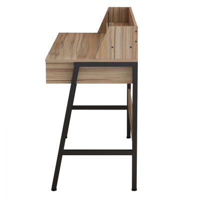 DESK OLIVIER HM2129.02 MELAMINE IN WALNUT AND BLACK-BLACK METAL FRAME 104Χ48Χ89Hcm.