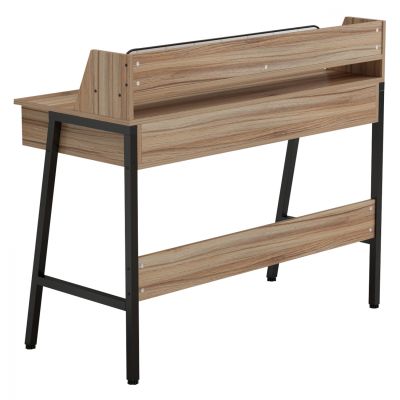 DESK OLIVIER HM2129.02 MELAMINE IN WALNUT AND BLACK-BLACK METAL FRAME 104Χ48Χ89Hcm.