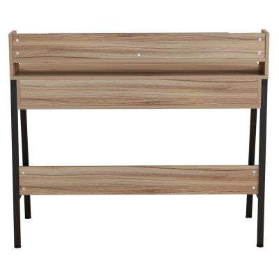 DESK OLIVIER HM2129.02 MELAMINE IN WALNUT AND BLACK-BLACK METAL FRAME 104Χ48Χ89Hcm.