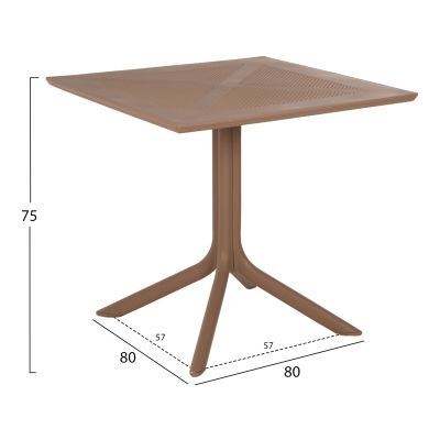 OUTDOOR POLYPROPYLENE SQUARE TABLE LUNAR HM5930.14 CAPPUCCINO 80x80x75Hcm.