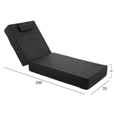 SUNBED CUSHION TEXTLINE SIFNOS BLACK HM11761.01 200(120+80)x70x20Hcm.