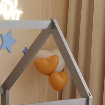 BED FOR KIDS PEPE HM678.05 t.MONTESSORI SOLID PINE WOOD IN GREY- 140x70cm.