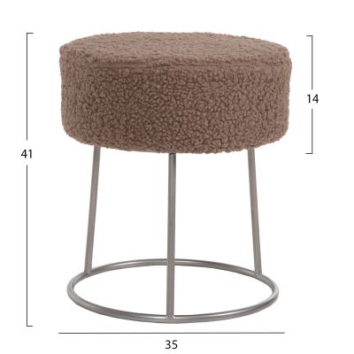 STOOL KARLO HM8411.25 LIGHT BROWN BOUCLE FABRIC WITH SILVER BASE Φ35x41Hcm.