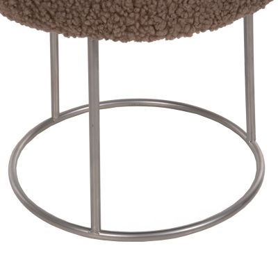 STOOL KARLO HM8411.25 LIGHT BROWN BOUCLE FABRIC WITH SILVER BASE Φ35x41Hcm.