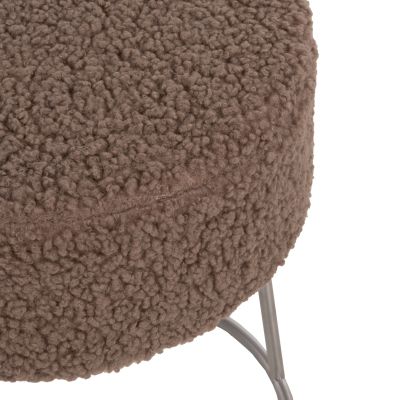STOOL KARLO HM8411.25 LIGHT BROWN BOUCLE FABRIC WITH SILVER BASE Φ35x41Hcm.