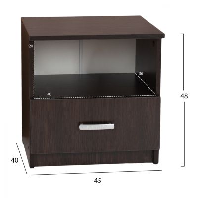 NIGHT STAND WITH DRAWER WENGE HM2431.02 45X40X48 cm.
