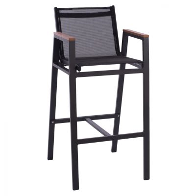CHARCOAL ALUMINUM BAR STOOL WITH POLYWOOD 52 x 58 x 108 cm. HM5790.02