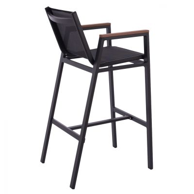 CHARCOAL ALUMINUM BAR STOOL WITH POLYWOOD 52 x 58 x 108 cm. HM5790.02