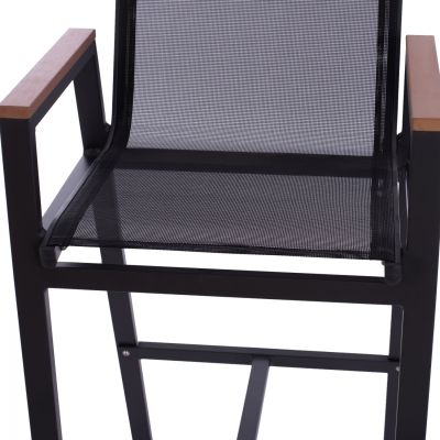 CHARCOAL ALUMINUM BAR STOOL WITH POLYWOOD 52 x 58 x 108 cm. HM5790.02