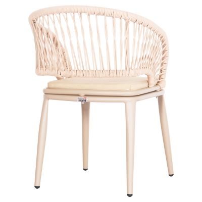 ALUMINUM ARMCHAIR MAGNET HM6287.04 GREY FRAME-P.E.ROPE IN CAPPUCCINO 59x61x81.5Hcm.