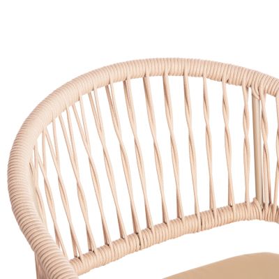 ALUMINUM ARMCHAIR MAGNET HM6287.04 GREY FRAME-P.E.ROPE IN CAPPUCCINO 59x61x81.5Hcm.