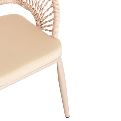 ALUMINUM ARMCHAIR MAGNET HM6287.04 GREY FRAME-P.E.ROPE IN CAPPUCCINO 59x61x81.5Hcm.