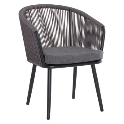 DINING CHAIR HARRIET HM5548.13 ALUMINUM BLACK FRAME-ANTHRACITE P.E.ROPE & CUSHION 60x62x80,5Hcm.