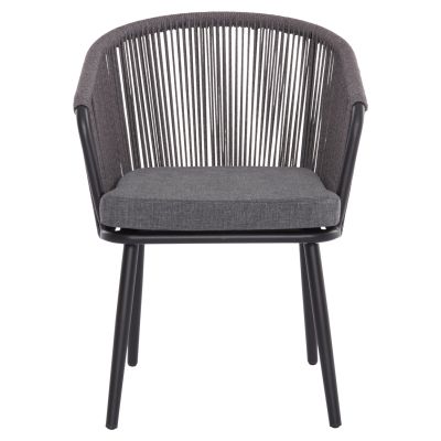 DINING CHAIR HARRIET HM5548.13 ALUMINUM BLACK FRAME-ANTHRACITE P.E.ROPE & CUSHION 60x62x80,5Hcm.