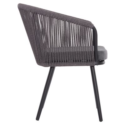 DINING CHAIR HARRIET HM5548.13 ALUMINUM BLACK FRAME-ANTHRACITE P.E.ROPE & CUSHION 60x62x80,5Hcm.