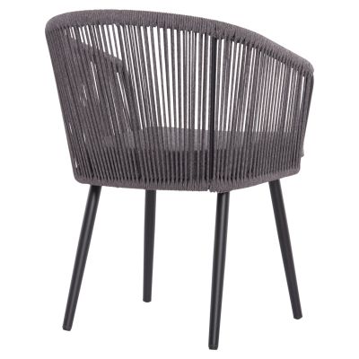 DINING CHAIR HARRIET HM5548.13 ALUMINUM BLACK FRAME-ANTHRACITE P.E.ROPE & CUSHION 60x62x80,5Hcm.