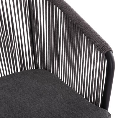 DINING CHAIR HARRIET HM5548.13 ALUMINUM BLACK FRAME-ANTHRACITE P.E.ROPE & CUSHION 60x62x80,5Hcm.