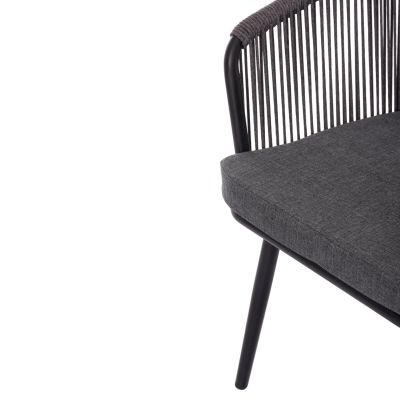 DINING CHAIR HARRIET HM5548.13 ALUMINUM BLACK FRAME-ANTHRACITE P.E.ROPE & CUSHION 60x62x80,5Hcm.