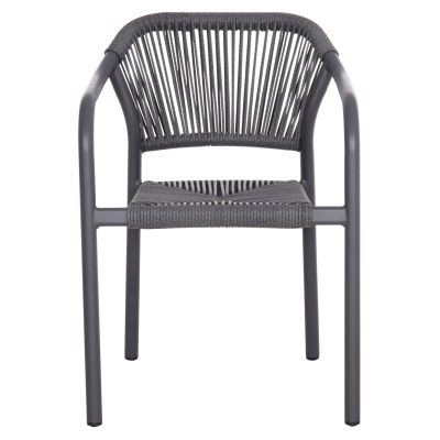 DINING ARMCHAIR ALUMINUM LUCCI HM6266.01 DARK GREY FRAME & P.E. RATTAN 58x56x79Hcm.