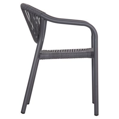 DINING ARMCHAIR ALUMINUM LUCCI HM6266.01 DARK GREY FRAME & P.E. RATTAN 58x56x79Hcm.