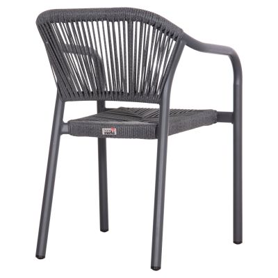 DINING ARMCHAIR ALUMINUM LUCCI HM6266.01 DARK GREY FRAME & P.E. RATTAN 58x56x79Hcm.