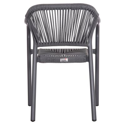 DINING ARMCHAIR ALUMINUM LUCCI HM6266.01 DARK GREY FRAME & P.E. RATTAN 58x56x79Hcm.