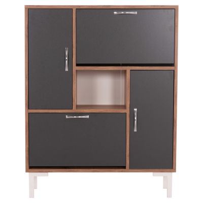 SHOE CABINET MEDY HM18187.02 MELAMINE IN ANTHRACITE & NATURAL-BLACK LEGS 85x30x108.5Hcm.