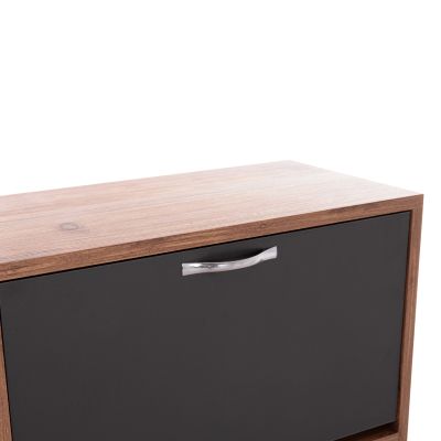 SHOE CABINET MEDY HM18187.02 MELAMINE IN ANTHRACITE & NATURAL-BLACK LEGS 85x30x108.5Hcm.