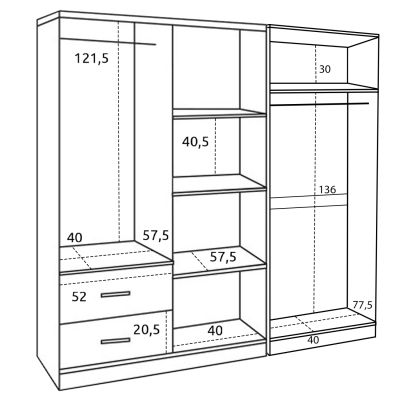 WARDROBE 6-LEAF BLAKELY HM21235.02 MELAMINE IN SONAMA COLOR 201x43x181Hcm.