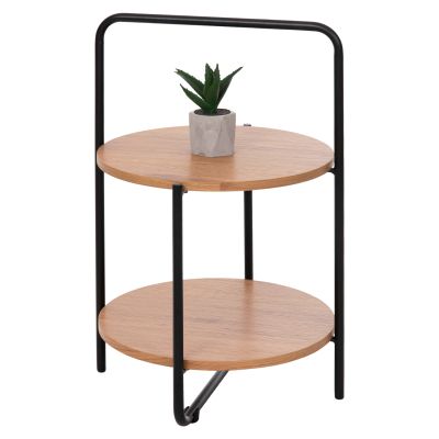 ПОМОЩНА МАСА SYLO HM9618.01 MDF В ЕСТЕСТВЕН ЦВЯТ-ЧЕРНА МЕТАЛНА КОНСТРУКЦИЯ Φ44x66Hсм.