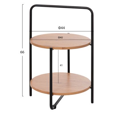 ПОМОЩНА МАСА SYLO HM9618.01 MDF В ЕСТЕСТВЕН ЦВЯТ-ЧЕРНА МЕТАЛНА КОНСТРУКЦИЯ Φ44x66Hсм.