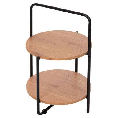 ПОМОЩНА МАСА SYLO HM9618.01 MDF В ЕСТЕСТВЕН ЦВЯТ-ЧЕРНА МЕТАЛНА КОНСТРУКЦИЯ Φ44x66Hсм.