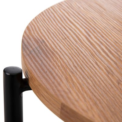 ПОМОЩНА МАСА SYLO HM9618.01 MDF В ЕСТЕСТВЕН ЦВЯТ-ЧЕРНА МЕТАЛНА КОНСТРУКЦИЯ Φ44x66Hсм.